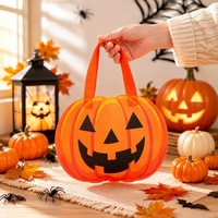 Sac fourre-tout à motif citrouille de dessin animé pour Halloween, sac cadeau pour enfants pour la collecte de bonbons, emballage cadeau réutilisable, sac non tissé vide, vente en gros