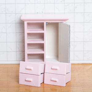 1:12 miniatura DIY casa de muñecas modelo de bolsillo con una puerta y cuatro armarios muebles de simulación de madera para manualidades y adornos - Product Image 2