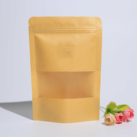 Sachet d'emballage alimentaire refermable personnalisé en papier kraft brun écologique avec fenêtre transparente pour aliments pour animaux de compagnie