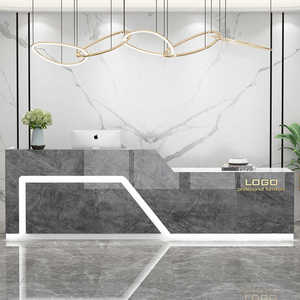 Meuble de réception en bois personnalisable, couleur au choix, pour salon de beauté, spa, <span class=keywords><strong>comptoir</strong></span> de réception en forme de L avec LED, vente chaude - Product Image 3