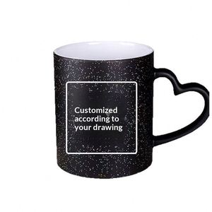แก้วกาแฟเปลี่ยนสีลายพอร์ซเลนสีขาว พิมพ์โลโก้รูปภาพได้ ทนความร้อนสูง ดีไซน์สองชั้น ทันสมัย เรียบง่าย - Product Image 1