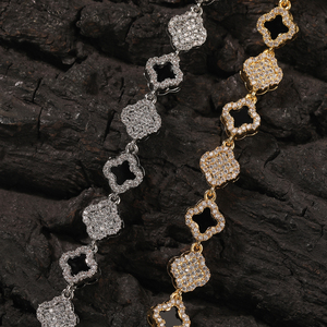 <span class=keywords><strong>Pulsera</strong></span> de Trébol de Cuatro Hojas Chapada en Oro, con Incrustaciones de Circonitas, Estilo Vintage, Ajustable, para Mujer, en Oferta - Product Image 6