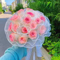 Emballage de bouquet en organza plissé en polyester et mousseline de soie pour fleurs et décoration de fleuriste