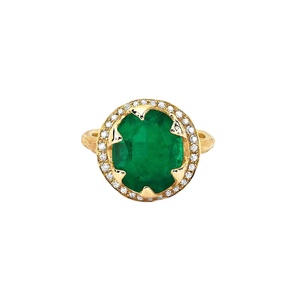 Bague en argent S925 plaqué or avec halo de moissanite D VVS1 et pierre précieuse ovale verte de Zambie cultivée en laboratoire 8x10mm, idéale pour un cadeau d'anniversaire - Product Image 4