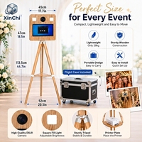 Photomaton en bois pour événements de mariage |   Imprimante DNP QW410 avec flash automatique intégré, station de selfie portable pour les entreprises de location