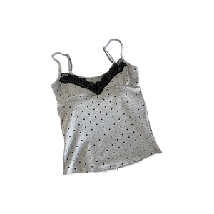 Sexy ragazza senza maniche imbottito con bretelle a pois piccole con Base Trendy Top gilet estivo con bottone in pizzo - Product Image 6