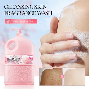 SADOER Parfum de collagène de <span class=keywords><strong>fleur</strong></span> de cerisier <span class=keywords><strong>Gel</strong></span> <span class=keywords><strong>douche</strong></span> de stérilisation exfoliant pour le corps nettoyant pour la peau beauté - Product Image 2