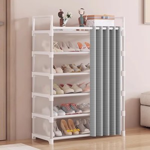 Scaffale Portascarpe in Metallo a 4/5 Ripiani Staccabile <span class=keywords><strong>con</strong></span> Copertura Antipolvere, Organizzatore Antiruggine per Borse e Attrezzi da Soggiorno - Product Image 3