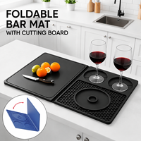 Tapis de bar 4-en-1, accessoires de bar pour la maison, tapis à cocktails multifonctionnel pour comptoir avec planche à découper pour le barman, tapis de bar pour la maison