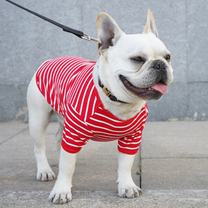 Chemise rayée pour chiens, rouge et blanc, gilet d'été fin, vêtements anti-chute pour animaux de compagnie, bouledogue français, Bichon Frise, Corgi, Shiba Inu - Product Image 1