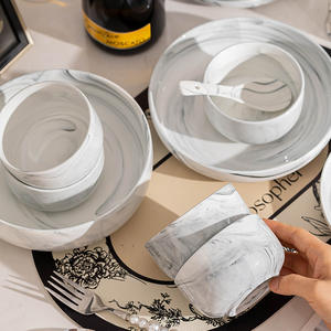 Assiette creuse en céramique blanche ronde, bol à steak occidental en céramique créative chinoise, vente en gros - Product Image 3