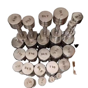 Gym Home Good Quality Round Head Dumbbells 1-10 KG Fitness <b>Weight</b> Lifting Chromed Stainless Steel Dumbbell Set - Product Image 1
