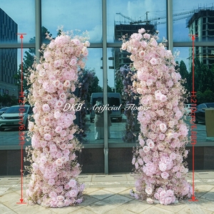Arco de flores artificiales de seda rosa en forma de cuerno DKB para decoración de fondo de escenario en eventos de boda - Product Image 2