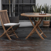 Chaise de salle à manger pliable en bois massif rétro nostalgique pour une utilisation en extérieur sur balcon, cour, hôtels et complexes hôteliers