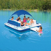 6-8 personne jeux d'eau extérieur lac gonflable île flottante avec tente parc aquatique