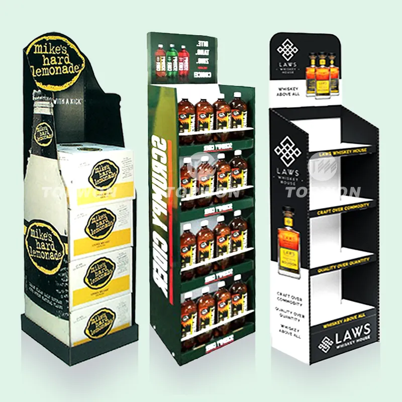 Alta Qualidade Supermercado Bebida Display Stand Papelão Pop Display Rack Suco De Frutas Água Leite Vinho Cerveja Display Stand