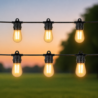 Guirlandes lumineuses LED directes usine IP65 nickelées 14,4 m 15 douilles E27 ampoules S14 G60 2700K blanc chaud pour jardin et véranda