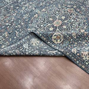 Hand Knotted Wool/Silk Traditional Persian Floral Design <b>Green</b> <b>and</b> <b>Grey</b> Area <b>Rug</b> with Jute Backing Eco-Friendly & PET Friendly - Product Image 2