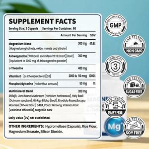 Complément <span class=keywords><strong>de</strong></span> magnésium 15 en 1 - Glycinate <span class=keywords><strong>de</strong></span> magnésium avec Ashwagandha et L-théanine, 120 capsules - Product Image 4