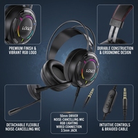 Casque de jeu OEM ODM pour ordinateur/jeux/DJ, réduction de bruit ENC, contrôle tactile, design supra-auriculaire, éclairage RGB