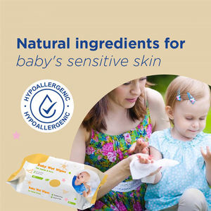 OEM 100% чистый хлопок и 99% очищенная вода ультра-мягкая и бережно ухаживает за влажными салфетками для младенцев, количество 720 (12 откидных пакетов по 60 штук) - Product Image 3