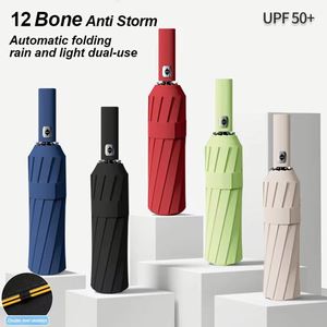 Wholesale 12 Bone Umbrella Fully Automatic Folding Black Rubber <b>Sunscreen</b> and UV Protection - Product Image 2