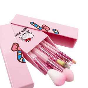 2024 Phong Cách Mới Dễ Thương Đóng Gói Hộp Màu Hồng 8Pcs Độc Đáo Helloed Kitty Trang Điểm Bàn Chải Đa-Chức Năng Vẻ Đẹp Du Lịch Kit - Product Image 3