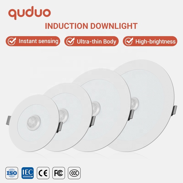 High Quality Garage Staircase Voice Control Body Sensor Motion 5W 9W 12W Ultra Thin Ceiling Recessed LED Downlight