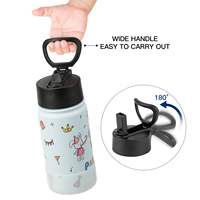 Bouteille d'eau personnalisée de 12OZ en acier inoxydable à double paroi isolée sous vide chaud pour enfants avec couvercle à paille