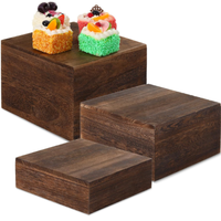 Risers en bois Stands Gâteau Rustique Empilable Base Carrée Buffet Table Dessert Alimentaire Fête De Mariage En Bois Personnalisé Cupcake Stands