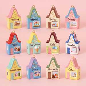 Accessoires de pendentif petite maison en acier inoxydable, style européen et américain, pour DIY, avec chaîne de base, plaqué or par électrolyse sous vide, breloque - Product Image 1