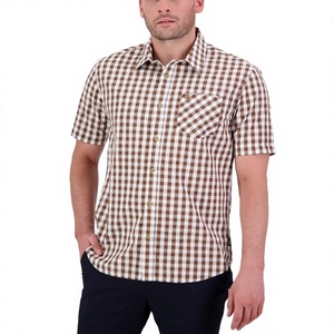 OEM Custom <b>Checkered</b> Print <b>Men's</b> Shirt 100% Pure Cotton Casual <b>Short</b> Sleeve Shirt Button Down Regular Fit Multicolored Options - Product Image 2