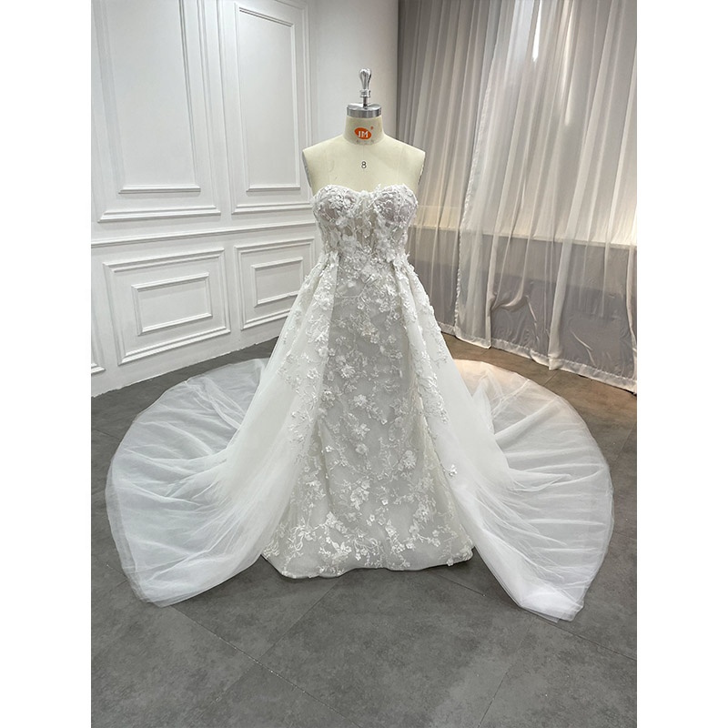 slim fit dress slacks Romantic Beaded Floral Lace Mermaid Wedding Dresses with Long Sleeves –  Viniodress main image 0