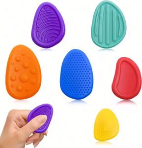 New Sensory Fidget Toys <b>Kids</b> Adults 6 Pc Silicone Worry Stone Travel Toy for Autism Teens Calm Down Quiet Anxiety Fidgets - Product Image 1