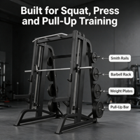 Rack de squat Smith en acier coudé avec barre ergonomique à 7 degrés, équipement de gym commercial multifonctionnel personnalisé OEM