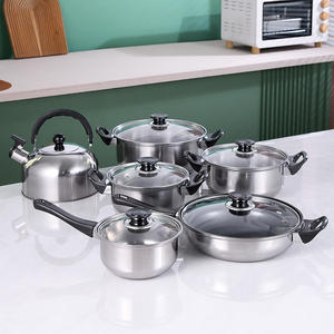 Ensemble de casseroles et poêles en acier inoxydable antiadhésif compatible induction avec couvercles, poignées en bakélite à toucher froid, compatible lave-vaisselle - Product Image 2