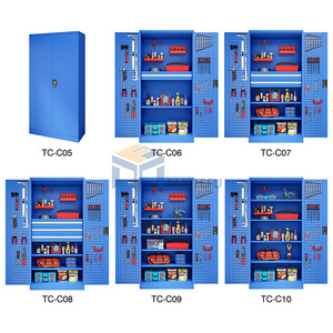 Heavy Load Metal <strong>Tool</strong> <strong>Cupboard</strong> With Inner Pegboard Adjustable Shelves For Workshop <strong>Tool</strong> Management - Product Image 4
