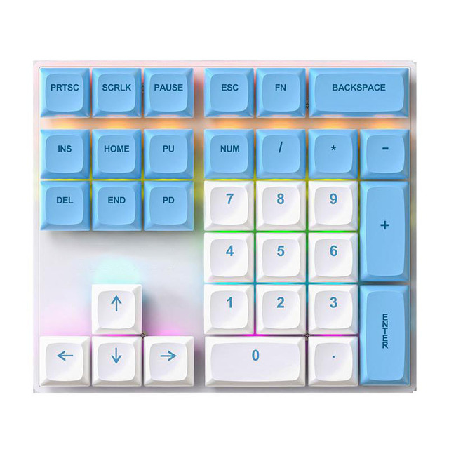 K33 Mini Numeric Keyboard 33Keys Blue Mechanical Shaft RGB PBT Keyboard for Treasury / Accounting / Finance