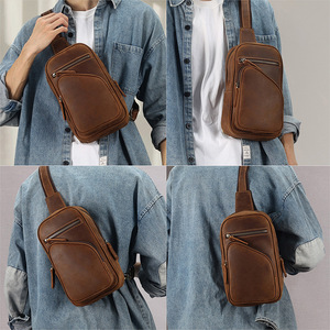 กระเป๋าคาดหน้าอกผู้ชาย Dujiang หนังแท้ ความจุขนาดใหญ่ ใช้ได้ทุกวัน สวมใส่สบาย สะพายไหล่ - Product Image 2