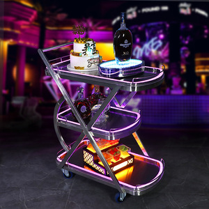 Mobile Liquor Cart Three Tiered With LED Lights For Nightclubs KTV <b>Beverage</b> <b>Serving</b> <b>Set</b> Commercial Use - Product Image 2