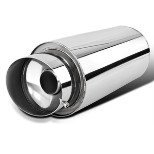 Espejo <span class=keywords><strong>Universal</strong></span> de acero inoxidable pulido corte de ángulo 2,25 "Entrada/4,0" salida coche silenciador resonador silenciador de escape - Product Image 1