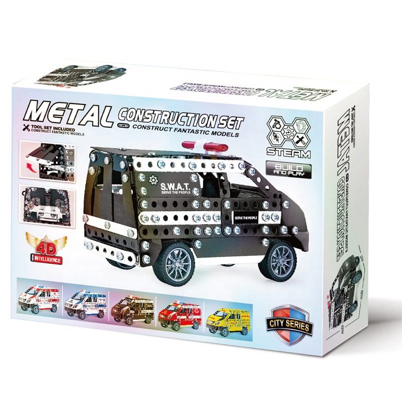 314 PCS DIY STEM Toy Metal Police Car Assembly Kit