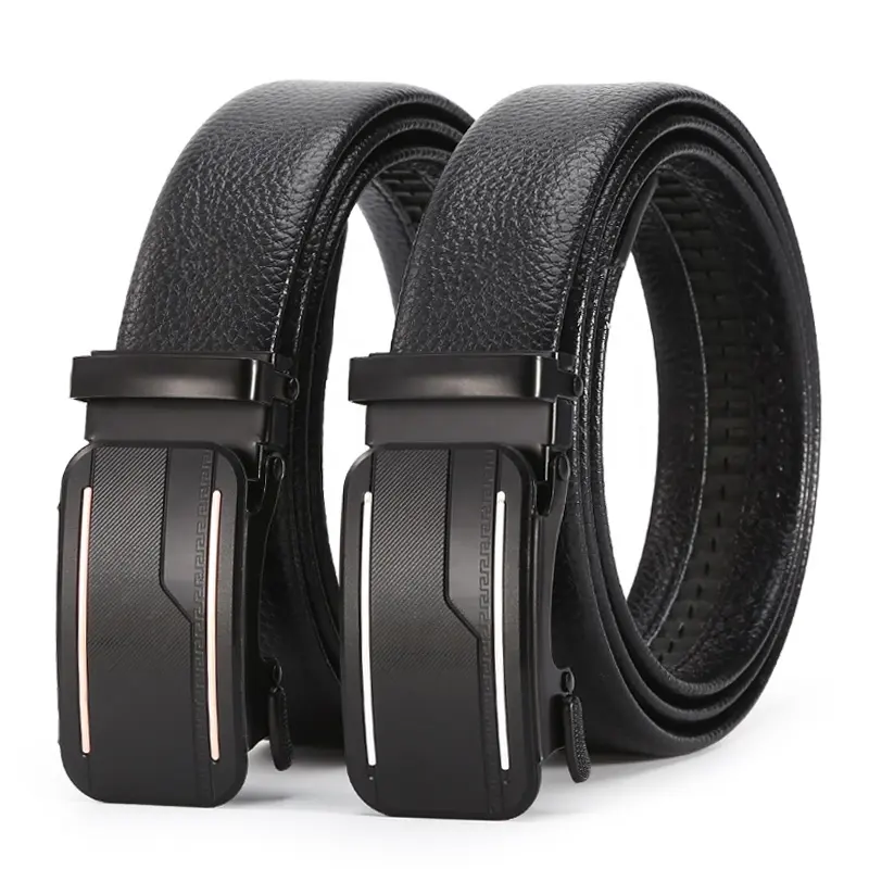 Factory OEM Custom Belts Mens PU Leather Belt For Man Automatic Buckle Belt Ratchet Good Quality