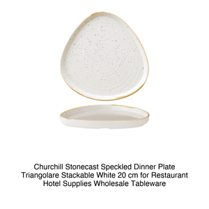 Plato de Cena Churchill Stonecast con Diseño Moteado, Triangular, Apilable, Blanco, 20 cm, para Restaurantes, Hoteles, Vajilla al por Mayor - Product Image 2