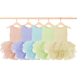 Hongbo abito da festa floreale personalizzabile per bambini dai 4 ai 5 anni gonna da bambina in Tulle colorato e abbigliamento in <span class=keywords><strong>maglia</strong></span> infantile - Product Image 2