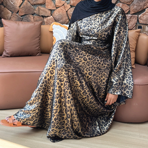 Abaya <span class=keywords><strong>Araba</strong></span> Loriya 2026 con Stampa Leopardata, <span class=keywords><strong>Vestito</strong></span> Lungo in Tessuto Metallico Unico, Kaftan con Farfalle, Abito Modesto per Donne Musulmane - Product Image 6