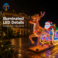 Riesige Outdoor-Weihnachts-Rentier-Schlitten-Laterne mit LED-Beleuchtung für Park, Platz und Garten