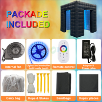 Tente de fête portable Sayok noire, cabine photo gonflable, cabine photo gonflable avec LED