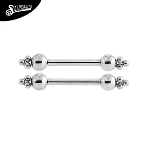 Superstar Custom Fashion Body Nipple Piercing Jewelry Solder Design Small Ball Titanium Threadless Nipple Rings