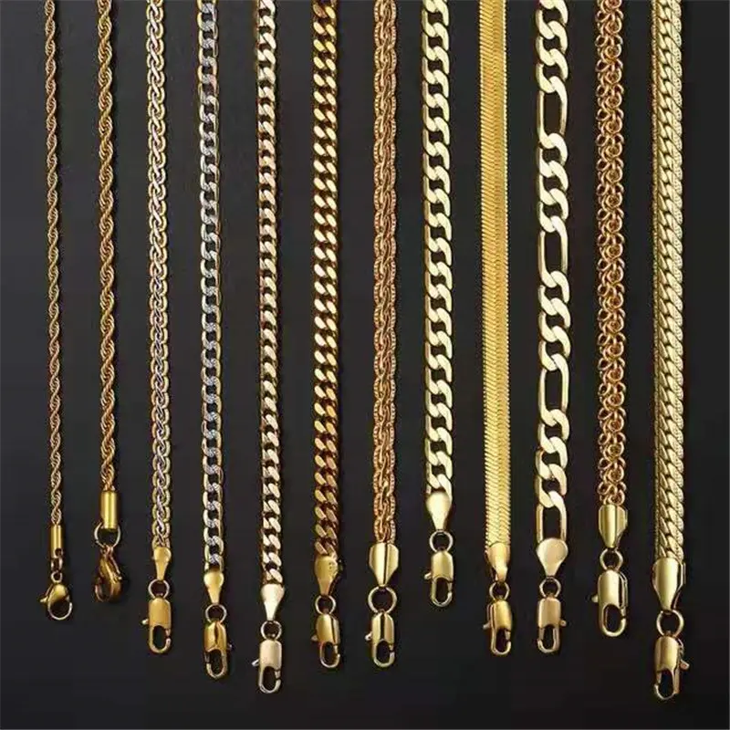 Toptan Hip Hop moda takı ince genişliği özel Logo Franco zincirleri altın halat zinciri 14k